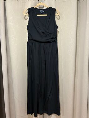 Lands' End Black Sleeveless Faux-Wrap Maxi Dress